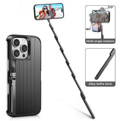 GOVIORA 3-in-1 Selfie Stick iPhone Case – Foldable Bluetooth Stand