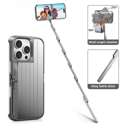 GOVIORA 3-in-1 Selfie Stick iPhone Case – Foldable Bluetooth Stand