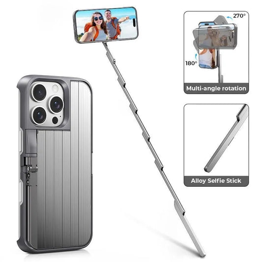 GOVIORA 3-in-1 Selfie Stick iPhone Case – Foldable Bluetooth Stand