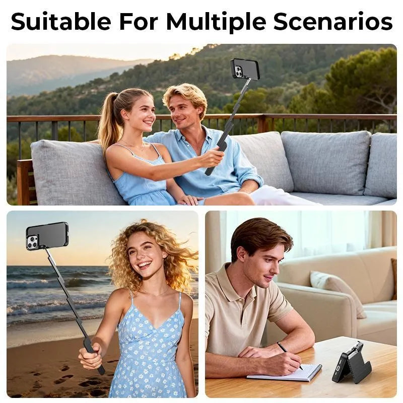 GOVIORA 3-in-1 Selfie Stick iPhone Case – Foldable Bluetooth Stand