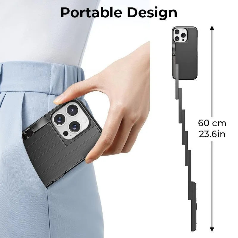 GOVIORA 3-in-1 Selfie Stick iPhone Case – Foldable Bluetooth Stand