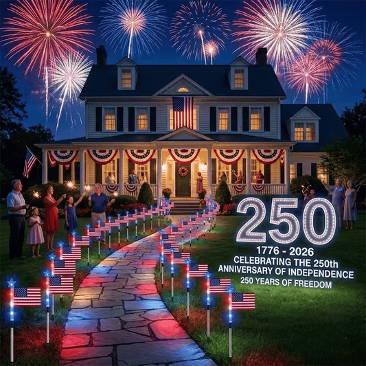 🎆US 8-in-1 Solar American Flag Lights – 8 Modes Patriotic Pathway Decor – IP65 Waterproof Garden Stakes for July 4th & Memorial Day ✨